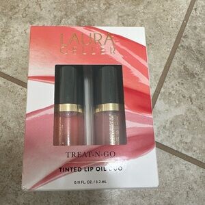 Laura Geller Treat-N-Go Tinted Lip Oil Duo - Champion & Knockout colors NEW